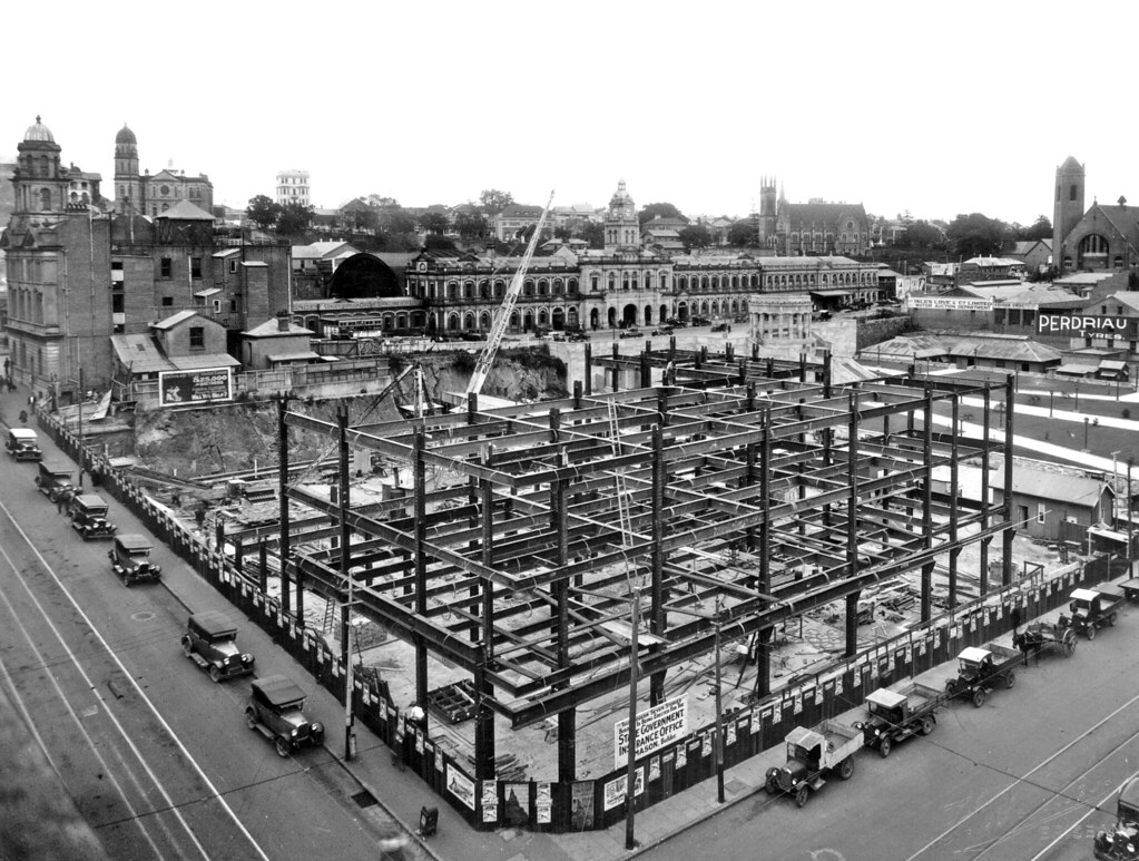Steel building structure under construction by a professional steel building company